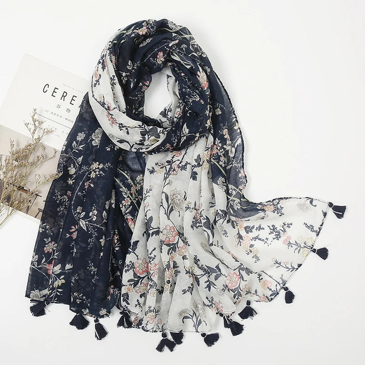 180x90cm printed tassel shawl, ideal for hijab, wrap, or casual beach cover-up