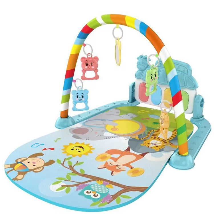Newborn baby crawling mat with musical toy and fitness stand