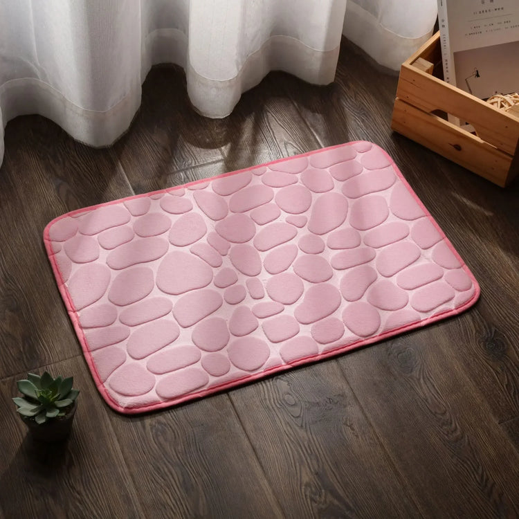 Super absorbent bath mat with cobblestone design
