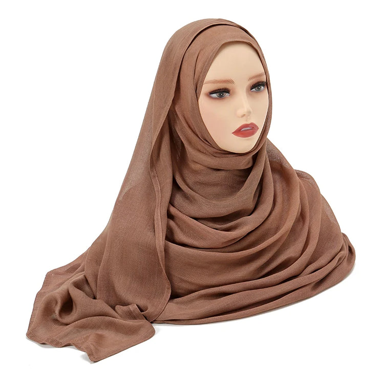 Plain rayon cotton hijab scarf, large size 190x85cm for full coverage and comfort