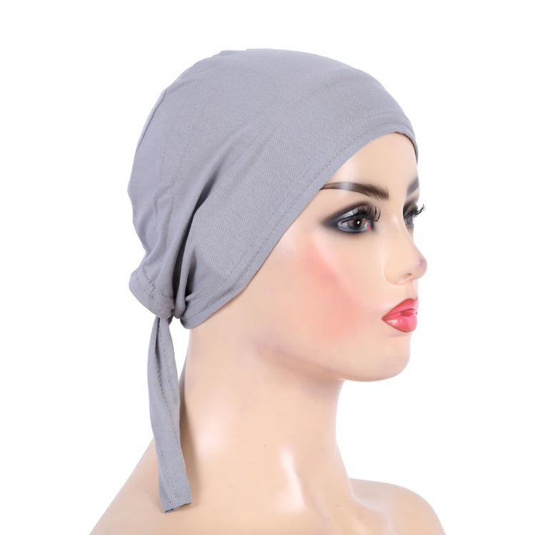 Cotton inner hijab with adjustable tie-back design, breathable and comfortable fit