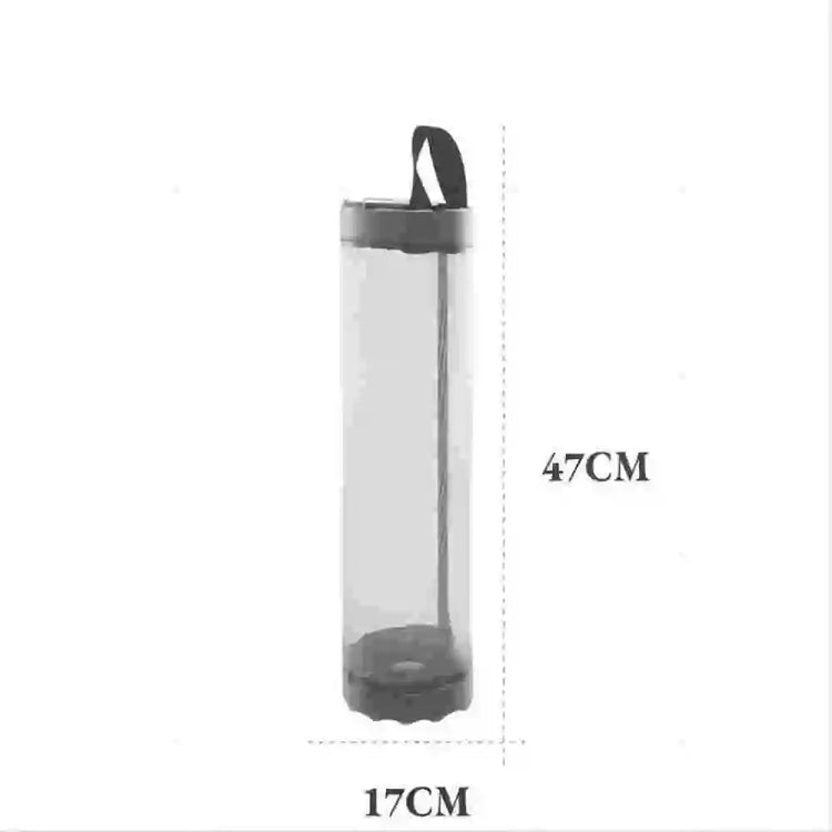 Hanging grey nylon bag holder for organizing plastic bags under cabinets or on walls