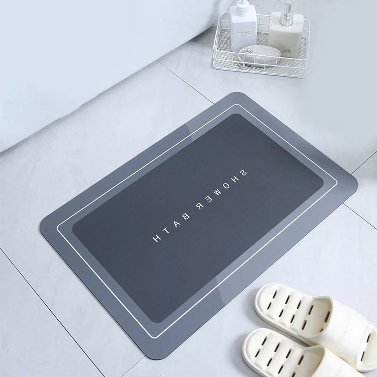 Absorbent bathroom bath mat with anti-slip backing