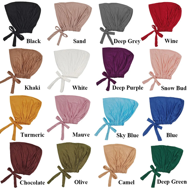 Soft modal Muslim turban hat for women, used as inner hijab cap or underscarf bonnet