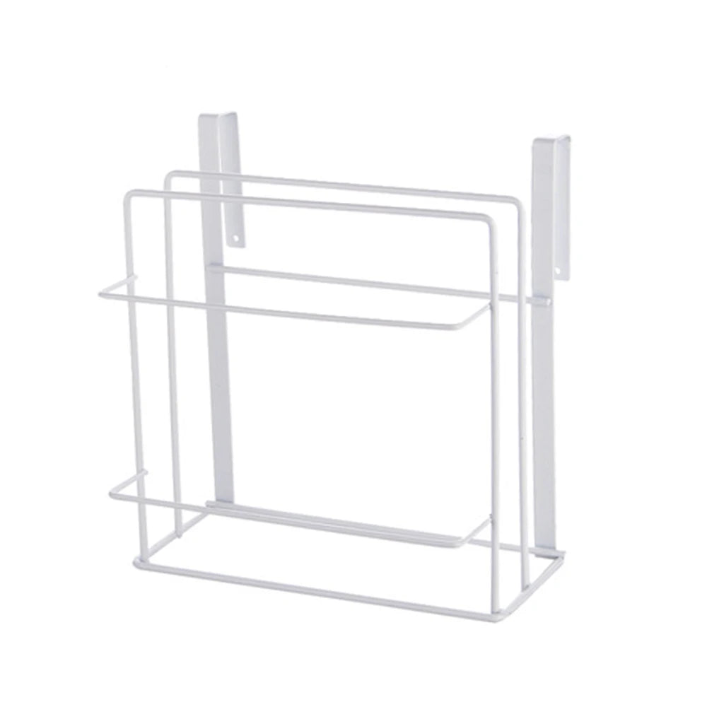 Double-layer wall-mounted cutting board rack with perforation-free design