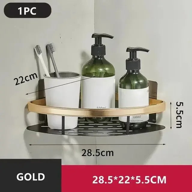 Waterproof aluminum shower shelf for organizing bath products without drilling