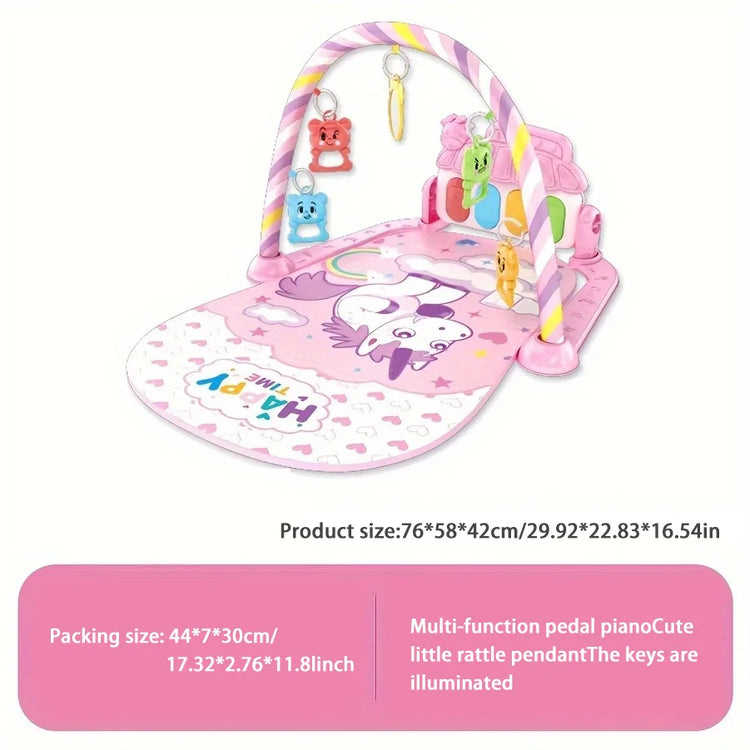 Newborn baby crawling mat with musical toy and fitness stand