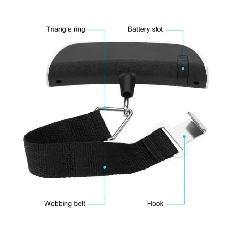 Electronic suitcase scale with backlit screen and tare function