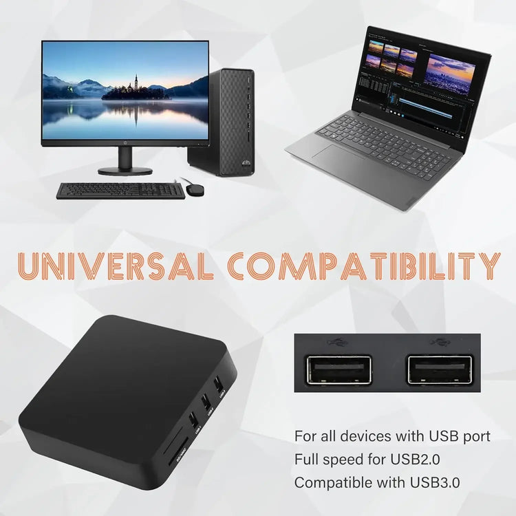 All-in-one external USB card reader with wide memory card compatibility