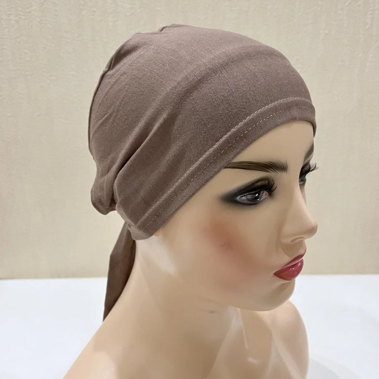 Cotton inner hijab with adjustable tie-back design, breathable and comfortable fit