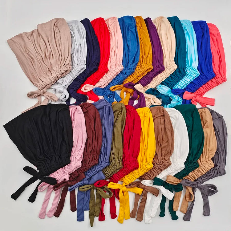 Soft modal Muslim turban hat for women, used as inner hijab cap or underscarf bonnet