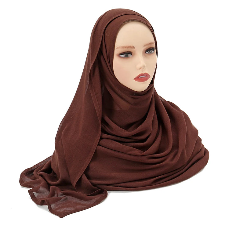 Plain rayon cotton hijab scarf, large size 190x85cm for full coverage and comfort