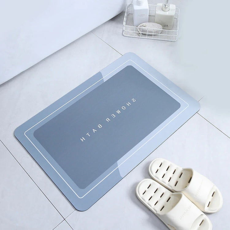 Absorbent bathroom bath mat with anti-slip backing