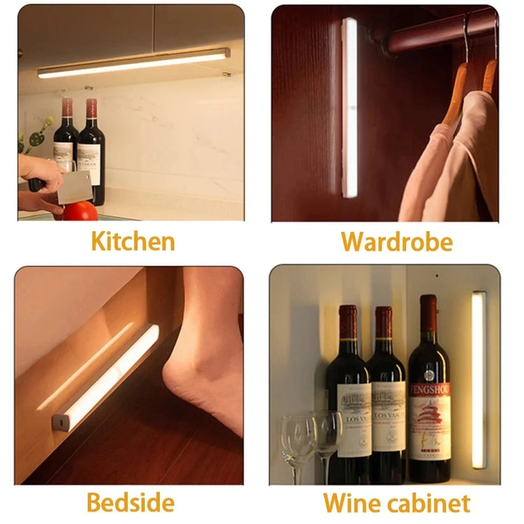 10cm rechargeable PIR motion sensor LED bar light with magnetic mount for compact spaces