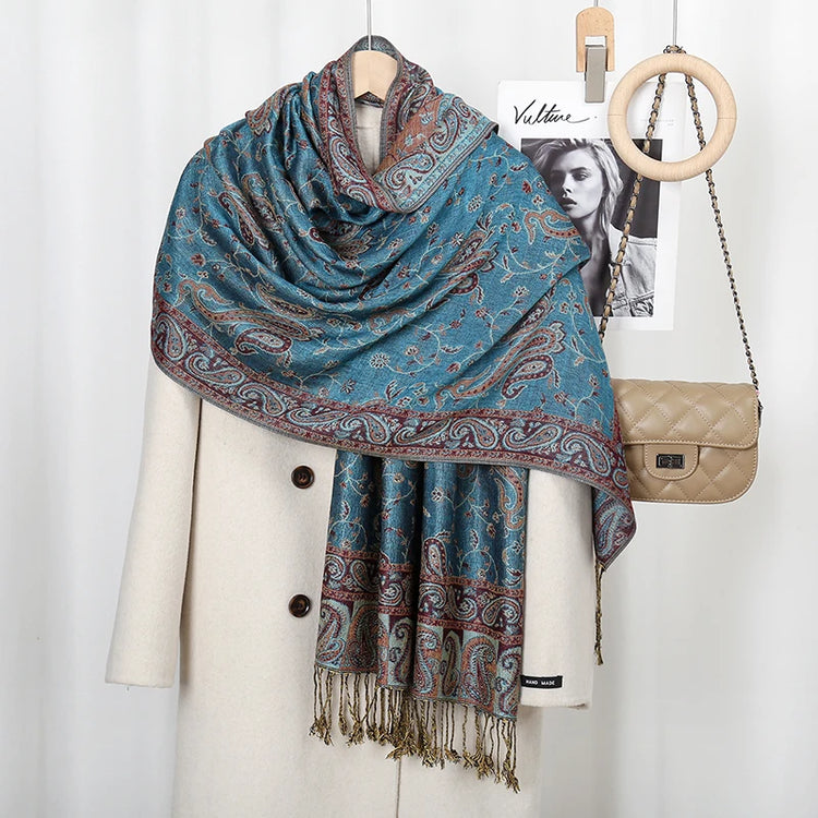 Stylish paisley embroidered head wrap in breathable cotton-viscose blend for women