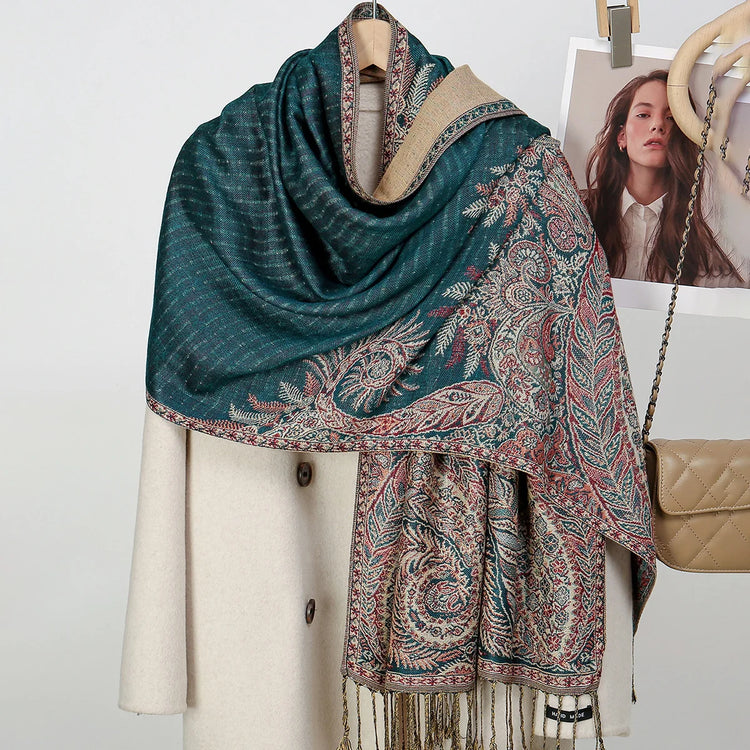Stylish paisley embroidered head wrap in breathable cotton-viscose blend for women