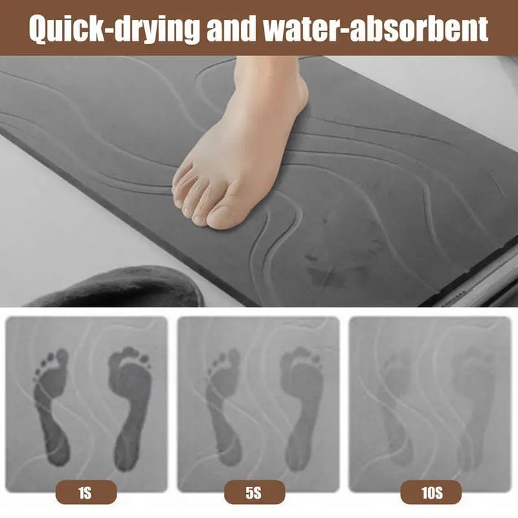 Absorbent stone bath mat with diatom mud material