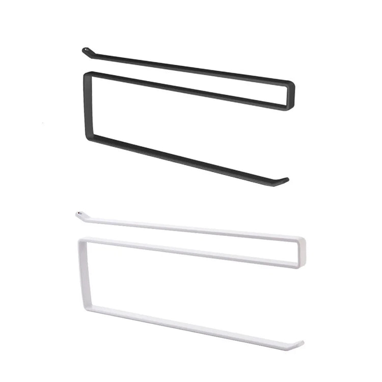 Compact kitchen rack for organizing paper towels, plastic wrap, and rags