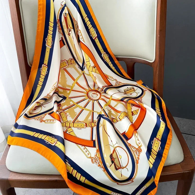 Luxury design satin neck scarf for women, ideal for accessorizing bags or outfits
