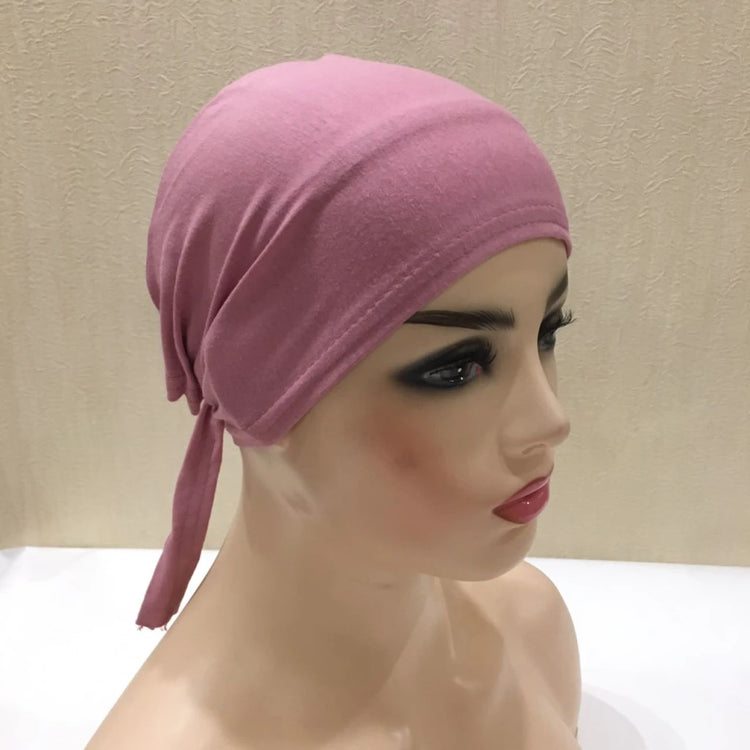 Cotton inner hijab with adjustable tie-back design, breathable and comfortable fit