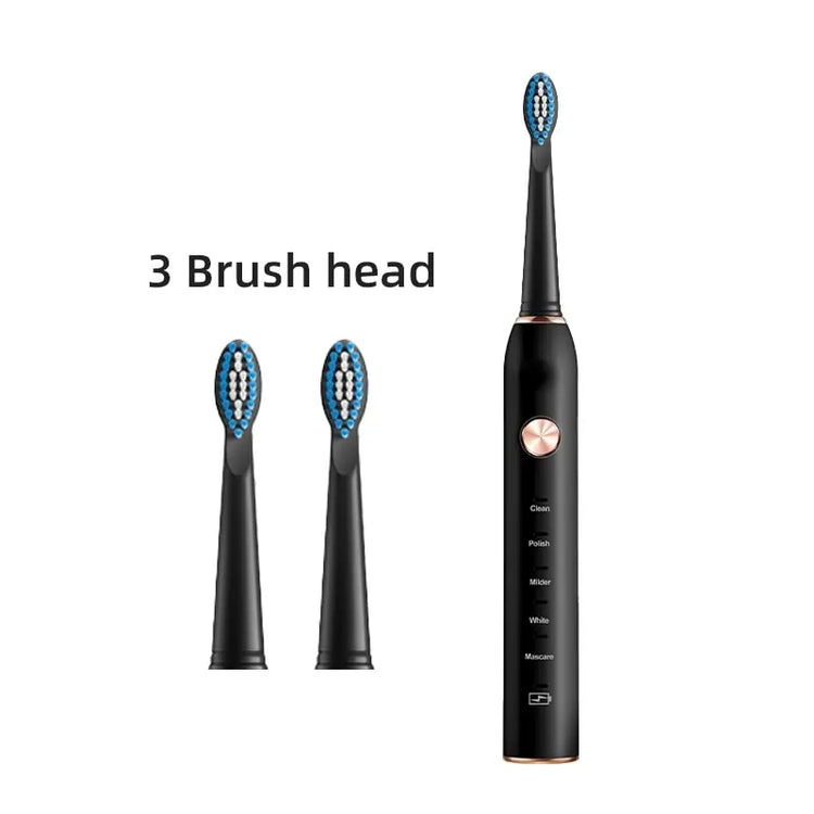 IPX7 waterproof Jianpai electric toothbrushes in black and white with ergonomic design and replaceable brush heads
