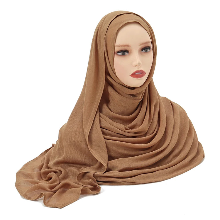 Plain rayon cotton hijab scarf, large size 190x85cm for full coverage and comfort