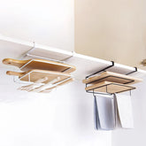 Double-layer wall-mounted cutting board rack with perforation-free design