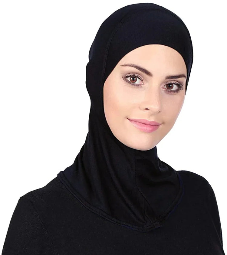 Elastic inner hijab cap ensuring snug fit under veils and shawl