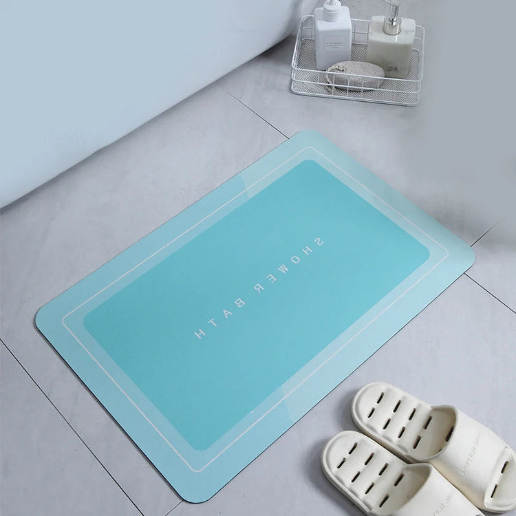 Absorbent bathroom bath mat with anti-slip backing