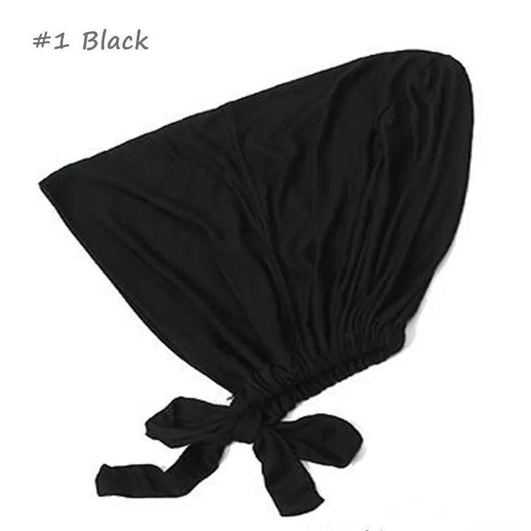 Soft elastic modal underscarf in beige, providing comfortable fit under hijabs for Muslim women