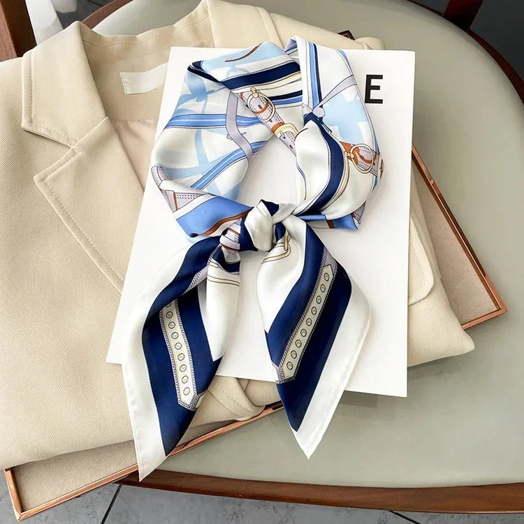 Luxury design satin neck scarf for women, ideal for accessorizing bags or outfits