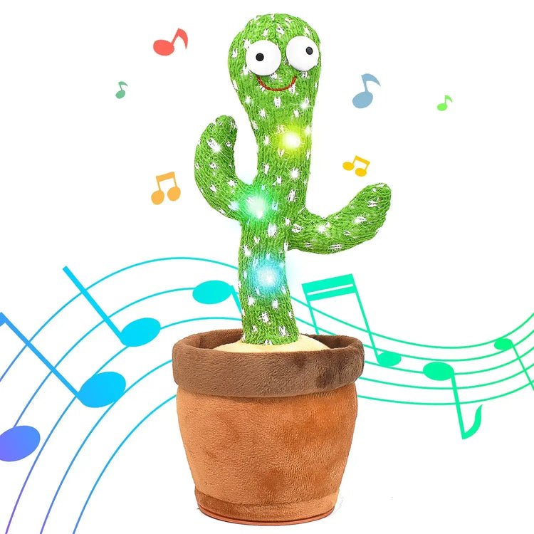Soft plush toy cactus with LED lights and music for early education