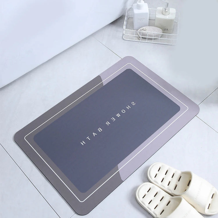 Absorbent bathroom bath mat with anti-slip backing