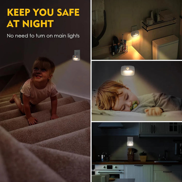 Energy-efficient LED night light with motion sensor, 220V EU plug, for bathroom and corridor