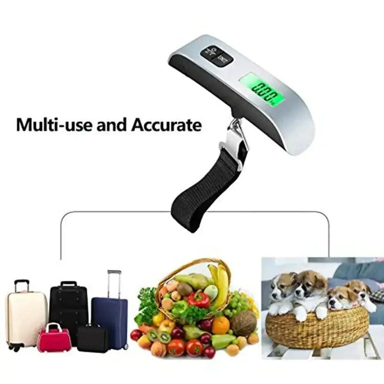Electronic suitcase scale with backlit screen and tare function