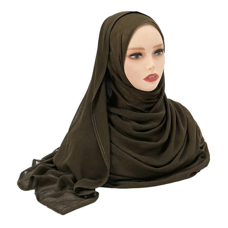 Plain rayon cotton hijab scarf, large size 190x85cm for full coverage and comfort