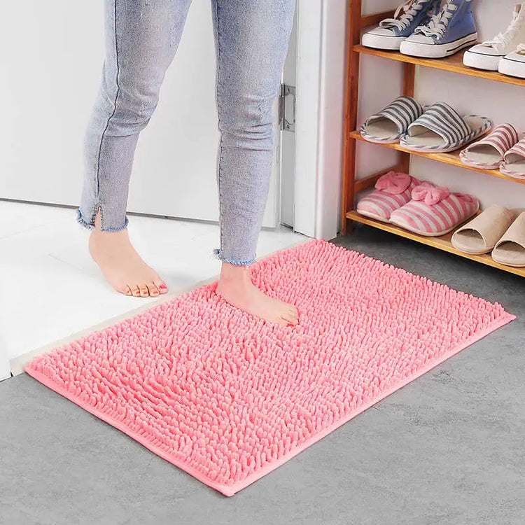 Memory carpet mat for door, toilet, and tub areas