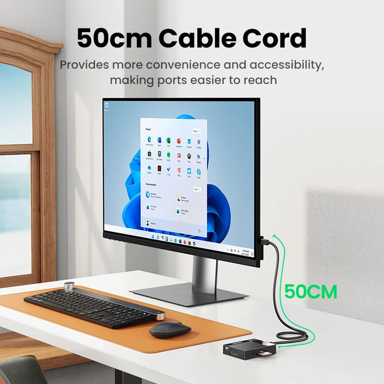 UGREEN 4-in-1 USB 3.0 and USB-C card reader for SD, Micro SD, CF, and MS cards