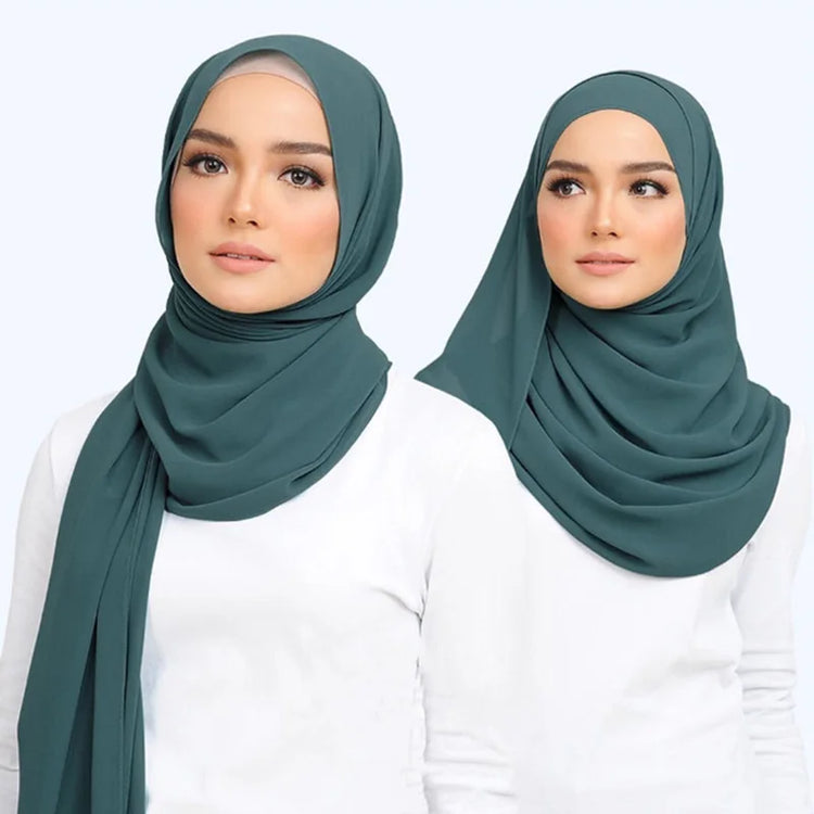 Lightweight voile headscarf in soft pastel tones, ideal for Muslim women&