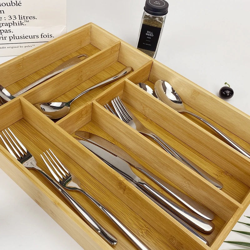 Bamboo Storage Box,Stylish and Simple Six-grid Bamboo Knife Box Sub-format