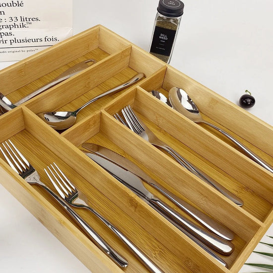 Bamboo Storage Box,Stylish and Simple Six-grid Bamboo Knife Box Sub-format