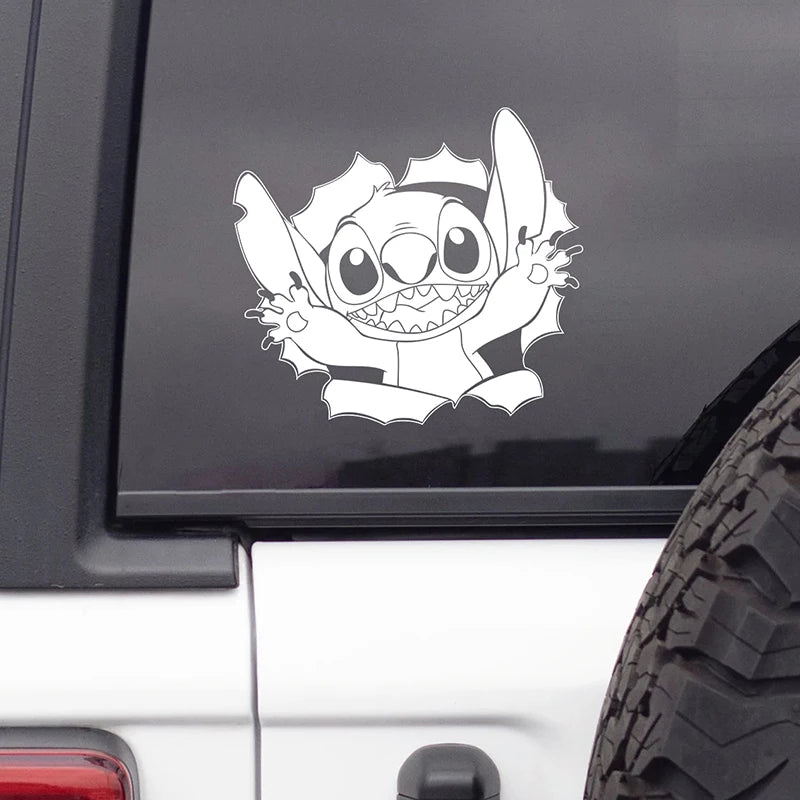Stitch peeking vinyl decal for car window, bumper, or laptop decoration 