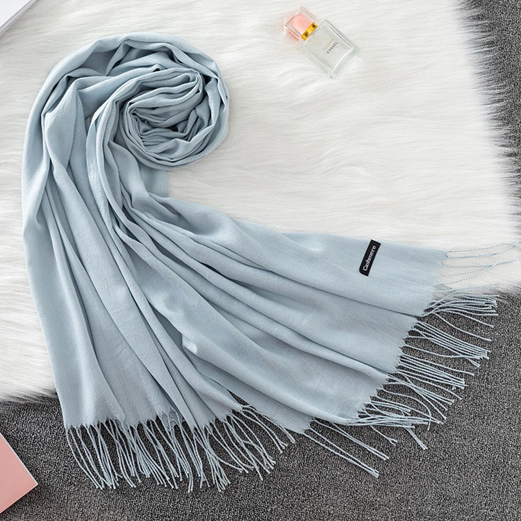 Soft long pashmina wrap used as hijab, headband, or stylish winter stole