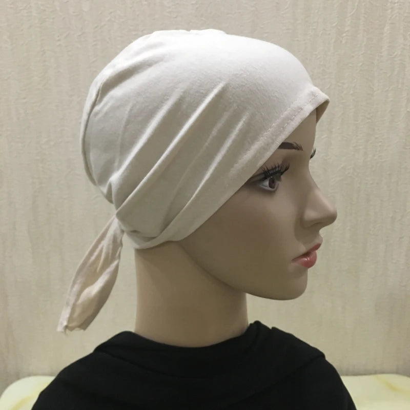 Cotton inner hijab with adjustable tie-back design, breathable and comfortable fit