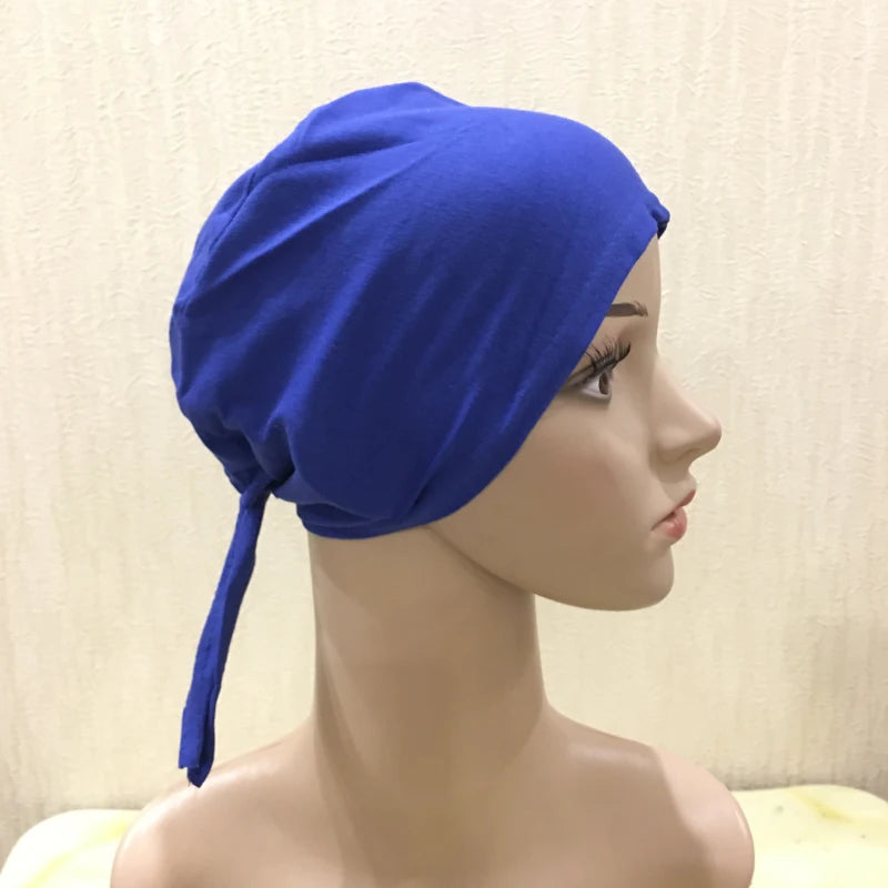 Cotton inner hijab with adjustable tie-back design, breathable and comfortable fit