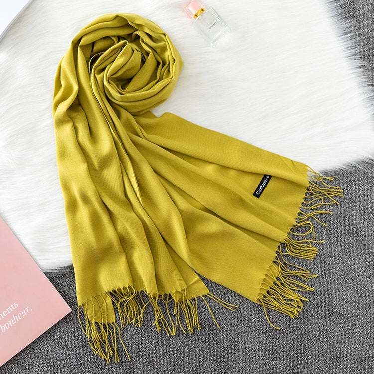 Soft long pashmina wrap used as hijab, headband, or stylish winter stole
