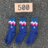 3 Pairs/box Socks Men's Autumn Fashion Skateboard Sports Letter Embroidery Lovers White /Red /Blue Trend Hip Hop Cotton Socks