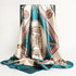 Big square silk handkerchief scarf styled as a shawl or fashionable hair wrap for wome