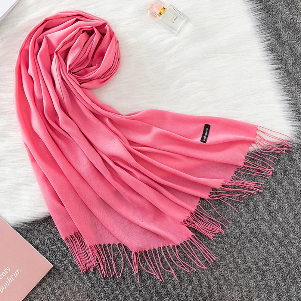 Soft long pashmina wrap used as hijab, headband, or stylish winter stole
