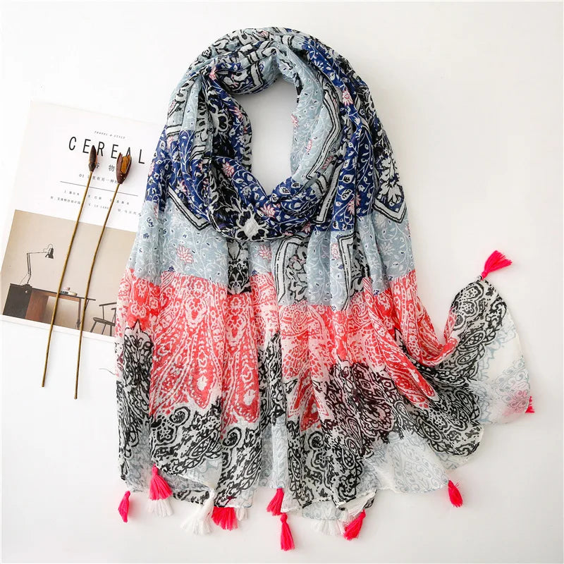 High quality lightweight pashmina stole, styled as a Muslim hijab or fashion wrap